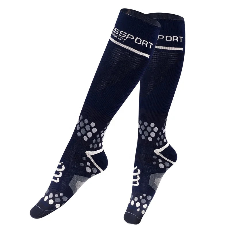 Knee-High Compression Sports Socks for Women Men Lace-up Design Logo Positioned at Bottom for Yoga and Spring Season