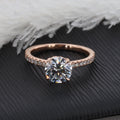 Customized White Rose Gold Engagement Ring 1.5ct DEF Round Moissanite Jewelry