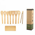Eco Modern Kitchen Essential Teak Wooden Utensils Set with Necessary Spatulas and Spoons for Cooking