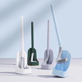 Wholesale Silicone Toilet Brush Set Hand Design Bathroom Cleaning Tools with PP Holder for Toilet Cleaning