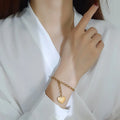 Wholesale 18K Gold Plated Stainless Steel Stainless Steel Link Chain Heart Charm Bracelet for Women Fashion Jewelry