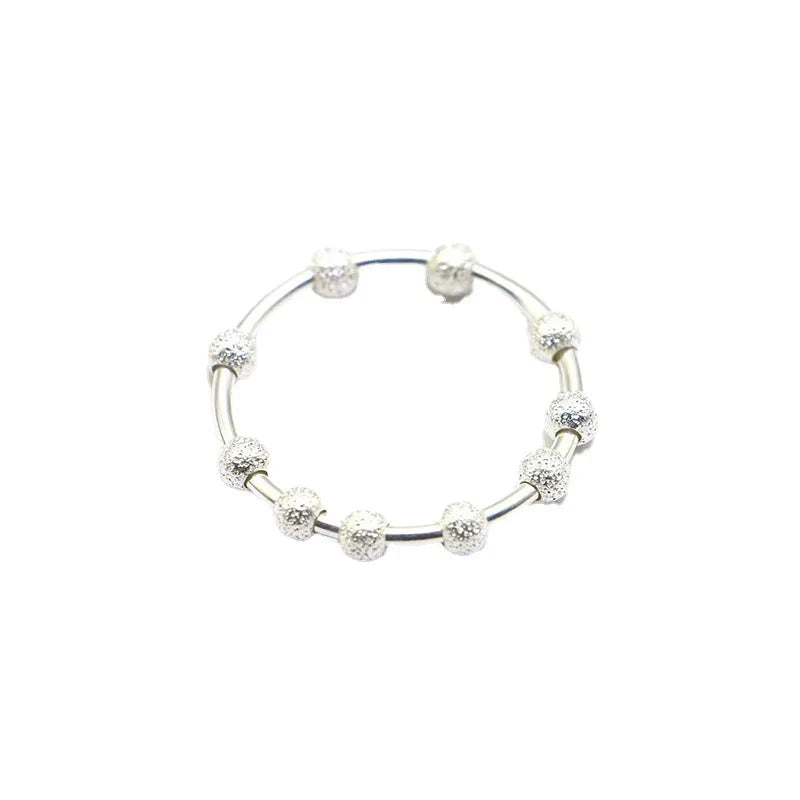 Light Luxury 925 Sterling Silver Fidget Matt Beads Reduce Anxiety Finger Ring for Women