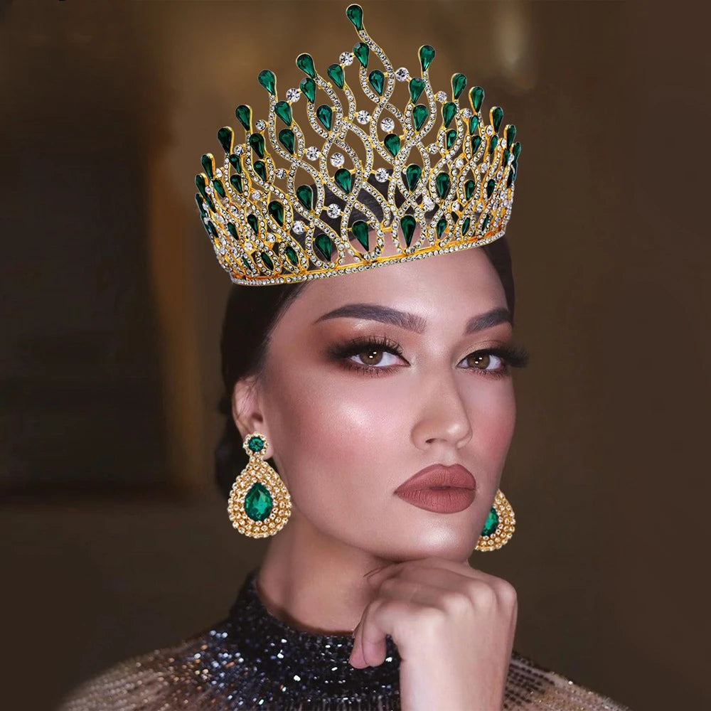 GENYA Crystal Tiara Crowns for Princess Elegant Crown Bridal Wedding Prom Pageant Headpiece 2024
