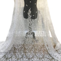 Hot Sale Sparkling Embroidered Sequins Lace Fabric Wedding Dress Ivory White Beaded Lace Fabric for Bride