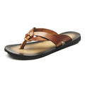 New Trendy Men's Genuine Leather Summer Flip-Flop Sandals Genuine Leather Beach Shoes Comfortable Breathable Stylish Custom Logo