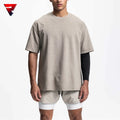 Wholesale Oem Custom Printing Logo Cotton Elastane Solid Color Loose Dropped Shoulders Oversized Men Tshirt