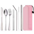 Customized Logo 18/10 Stainless Steel Portable Travel Cutlery Set Reusable Office Utensils with Case Flatware Sets
