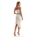Ribbed A-Line Knitted Woolen Solid Eco-Friendly Midi Skirt Lace Decoration Formal Asymmetrical Hem Breathable Wrap Pencil Design