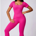 One Piece Workout Yoga Jumpsuit Butt Lifting Short Sleeve Yoga Bodysuit Breathable Yoga Jumpsuit