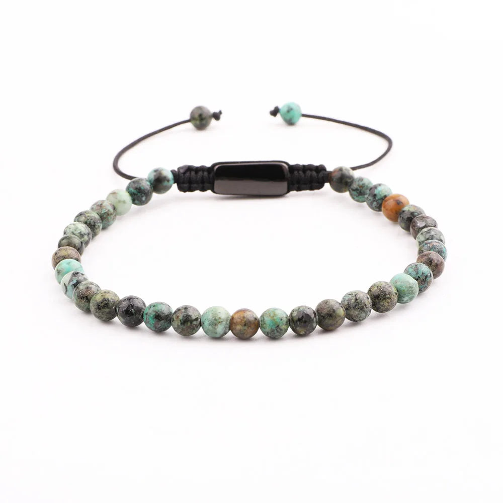 New Small Natural Stone Beads 4mm Africa Turquoise Matte Onyx Lapis Lazuli Custom Macrame Bracelet Men