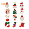 Stocked Brooch Set Customize Christmas Rhinestone Brooch Enameled Pins for Christmas Decoration