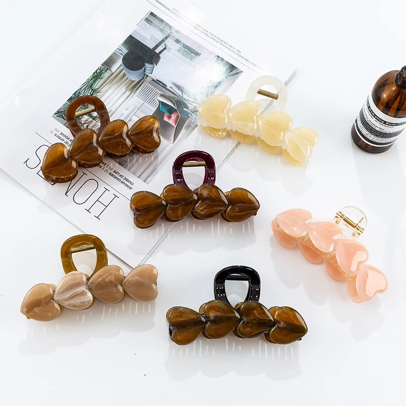 Hot Selling Heart-shaped Female Resin Plastic Hair Accessories Hair Claws