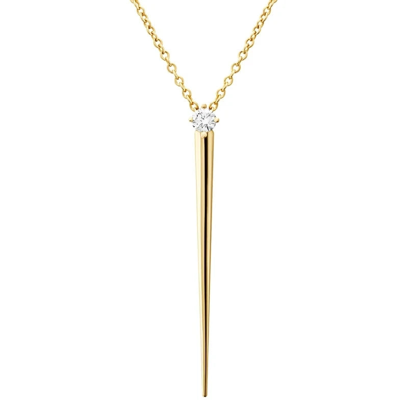 LOZRUNVE 925 Sterling Silver Gold Fashion Minimalist Spike Pendant Necklace Jewelry