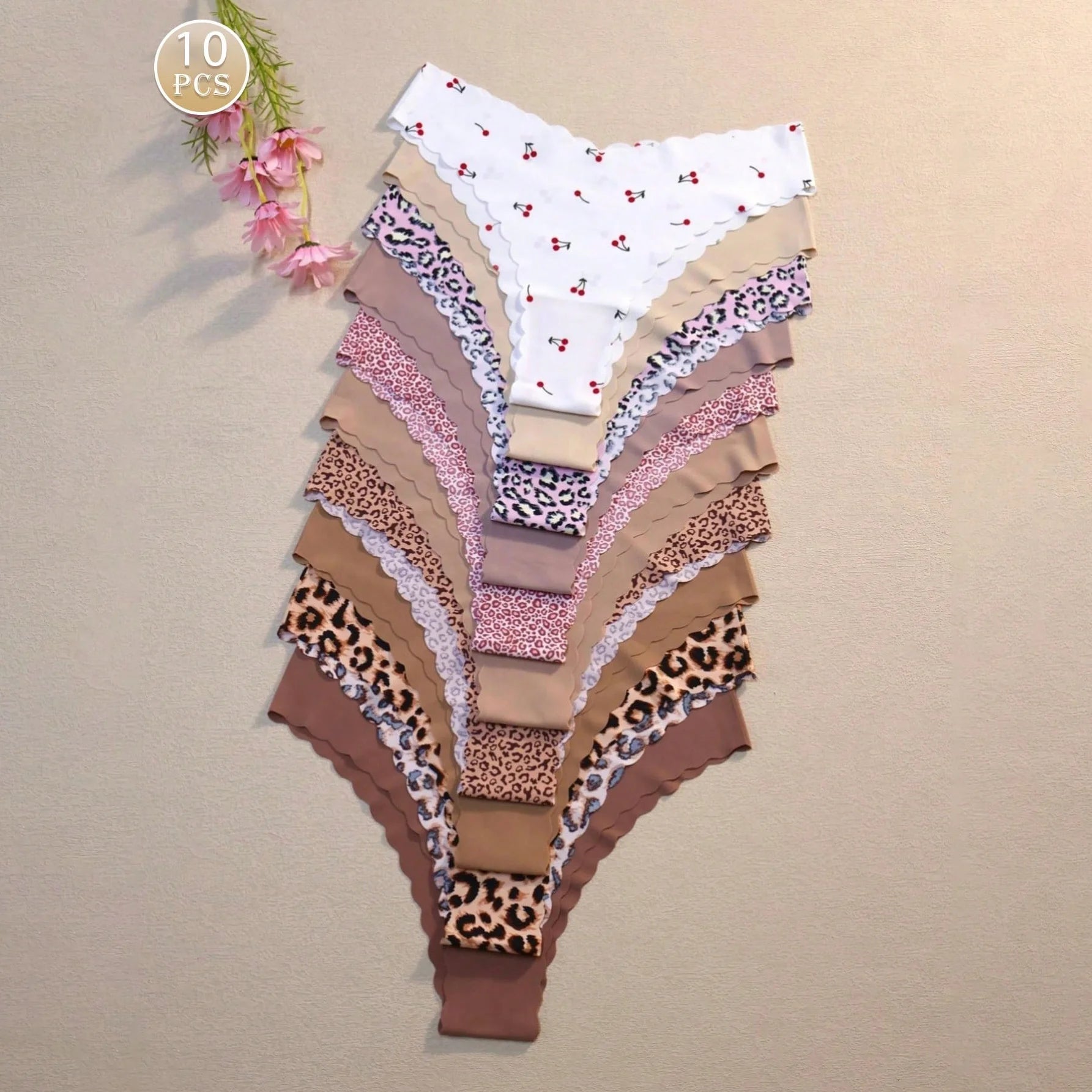Mid-rise Triangle Panties with Printing Women's Seamless Panties