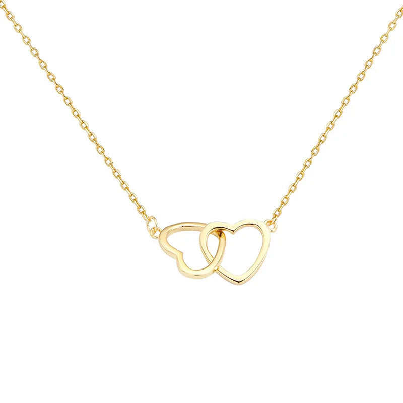 Sweet Motherday Gift Mother Daughter Necklace Double Linked Love Hearts Necklace with Cards for Women