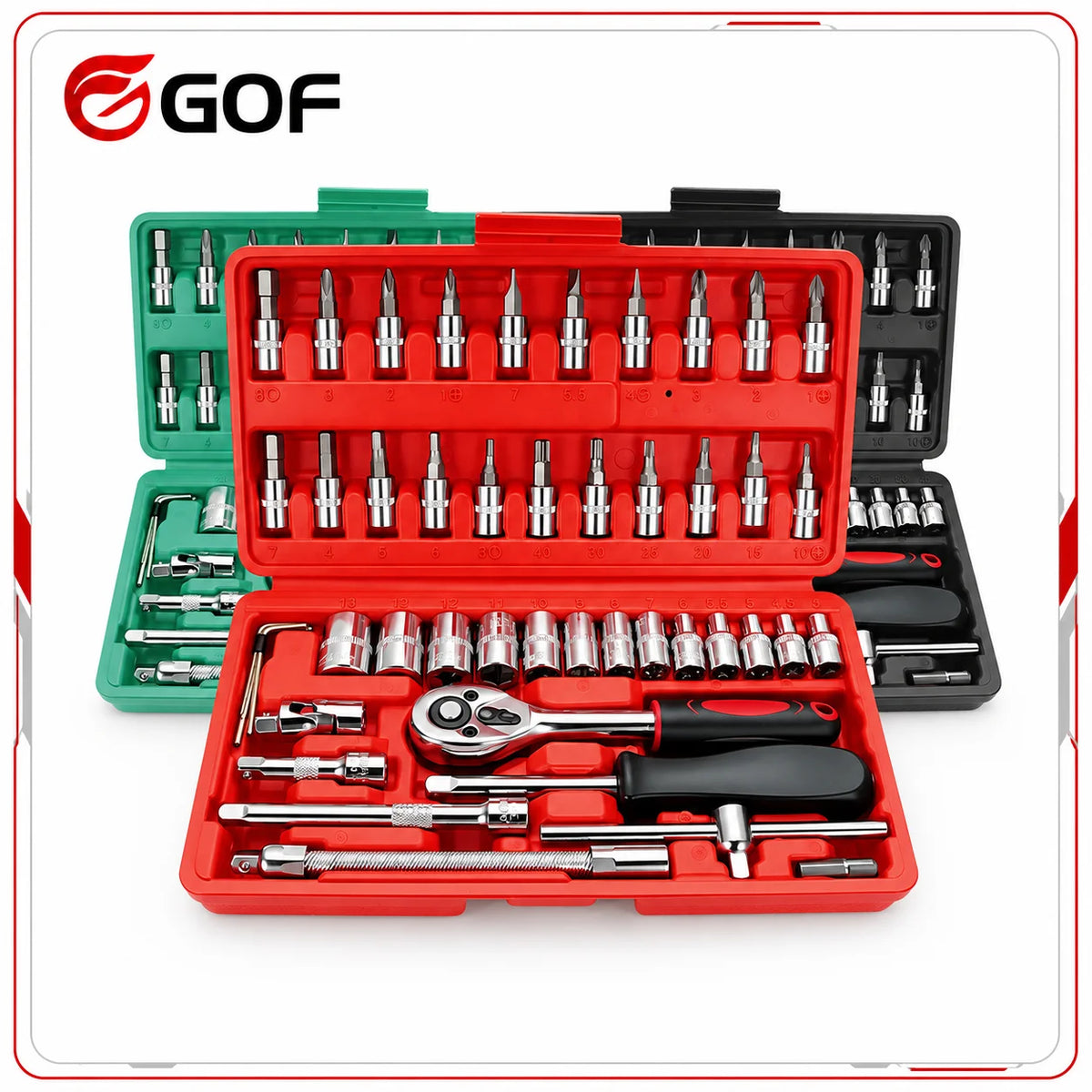 46-Piece Metric 1/4-Inch Drive Hand Operated Automotive & Mechanical Repair Socket Wrench Kit with Hard Case OEM MegaBDM