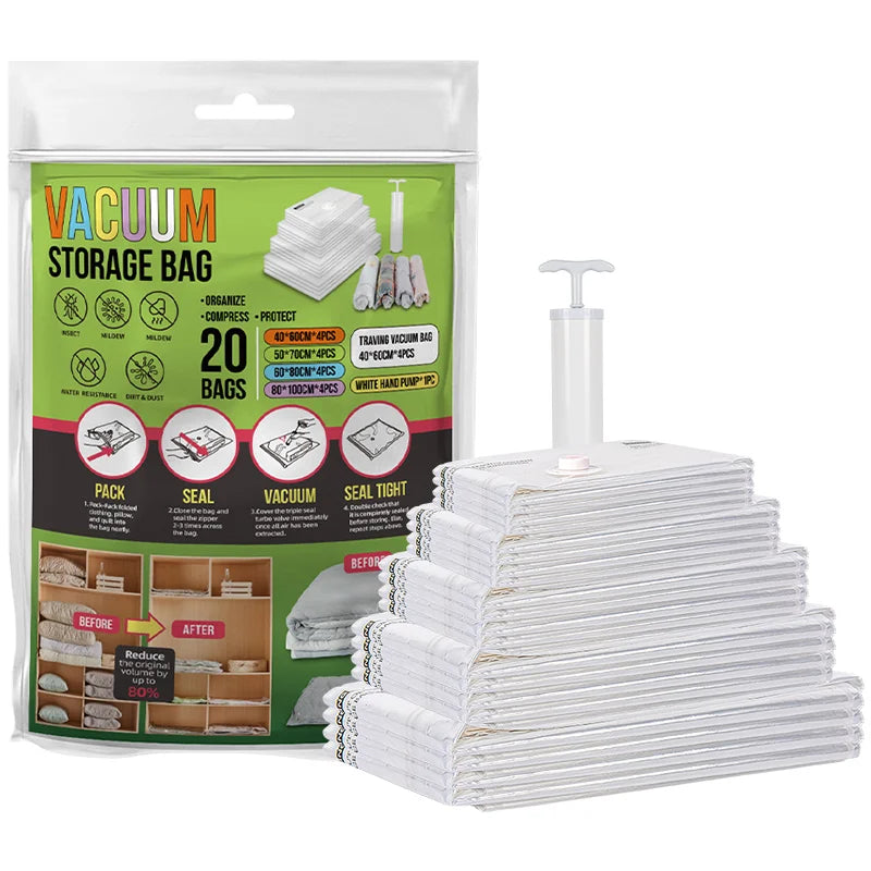 Thickening Vacuum Compression Storage Bags for Clothes Smart Space Saver Bag With Pump Clothes Storage Vacuum Bags