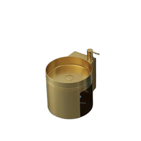 Gold Stainless Steel European Wall Hung Column Basin with Drainer and Storage Rack Black Art Design