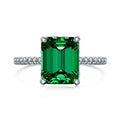 925 Sterling Silver Green Zircon Ring Retro Superior Emerald Ring for Women Hainon 779