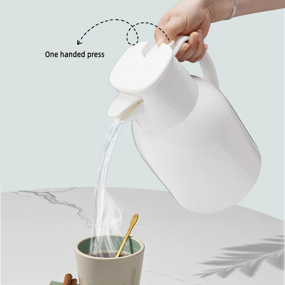 Eco Friendly Yellow Keep Hot Water Over 24hours Thermos Jug 1.5L Glass Liner Double Wall Insulated Plastic Vacuum Jug