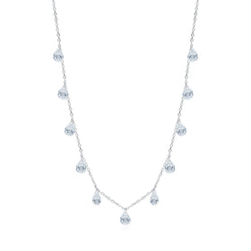 Drop Shipping 925 Sterling Silver Zirconia Cz Water Drop Pendant Short All-match Clavicle Chain Choker Fine Jewelry Necklace