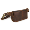 Factory Custom Vintage Sports Outdoor Crossbody Cowhide Genuine Leather Bag Men Fanny Pack Crazy Horse Leather Waist Bag