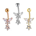 Beautiful Elegant butterfly Belly Ring Factory Custom Stainless Steel Zircon Body Piercing Jewelry