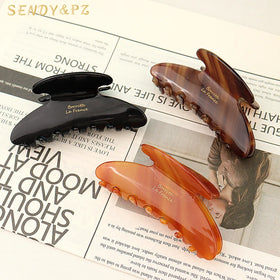 Women and Girls' New Style Winter Hair Claws 9cm Acetate Geometric Stripe Clips for Daily Hair Accessories France Design