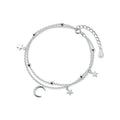 925 Silver Bracelets Summer Moon Star Zircon Double Layer Bracelets Fashion Jewelry Bracelets for Women Girls