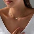 Minimalist 18K Gold Plated Cross Necklace Dainty Tiny Stainless Steel Sideway Cross Choker Necklace Jewelry for Women