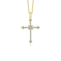 Daidan Cross Pendant Necklace Jewelry Cz Diamond 18K Gold Plated Silver Women Cross Necklace