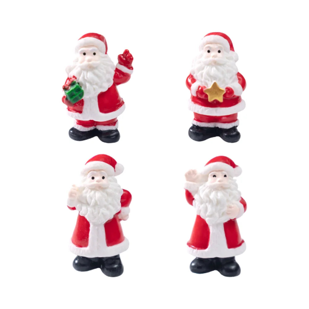 3D Santa Clause Small Christmas Figures Cartoon Resin Statue Snowman Figurine & Toys Miniature Ornaments DIY Landscaping Craft
