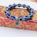 Hot 10mm Turkey Evil Eyes Beaded Stretch Charm Bracelet HAMSA Pendant Adjustable Handmade Resin Jewelry