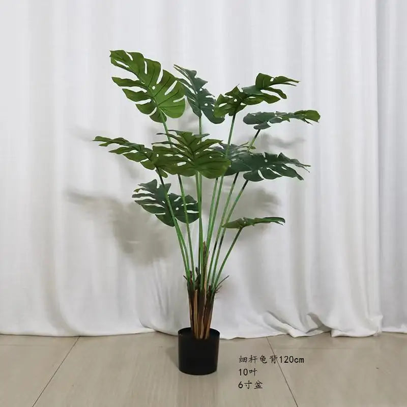 AF7001 Outdoor Artificial Topiary Monstera Deliciosa Plastic Tropical Palm Faux Swiss Cheese Plants in Pot Tree Plants