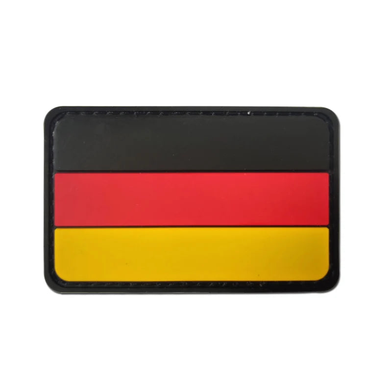 German Flag Eco-friendly PVC Soft Rubber Canvas Lace 3D Custom Logo Patches with Hook National Flag