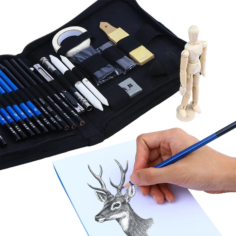 33 Pieces Professional Art Set Drawing and Sketch Pencil Kit Beginner MegaBDM