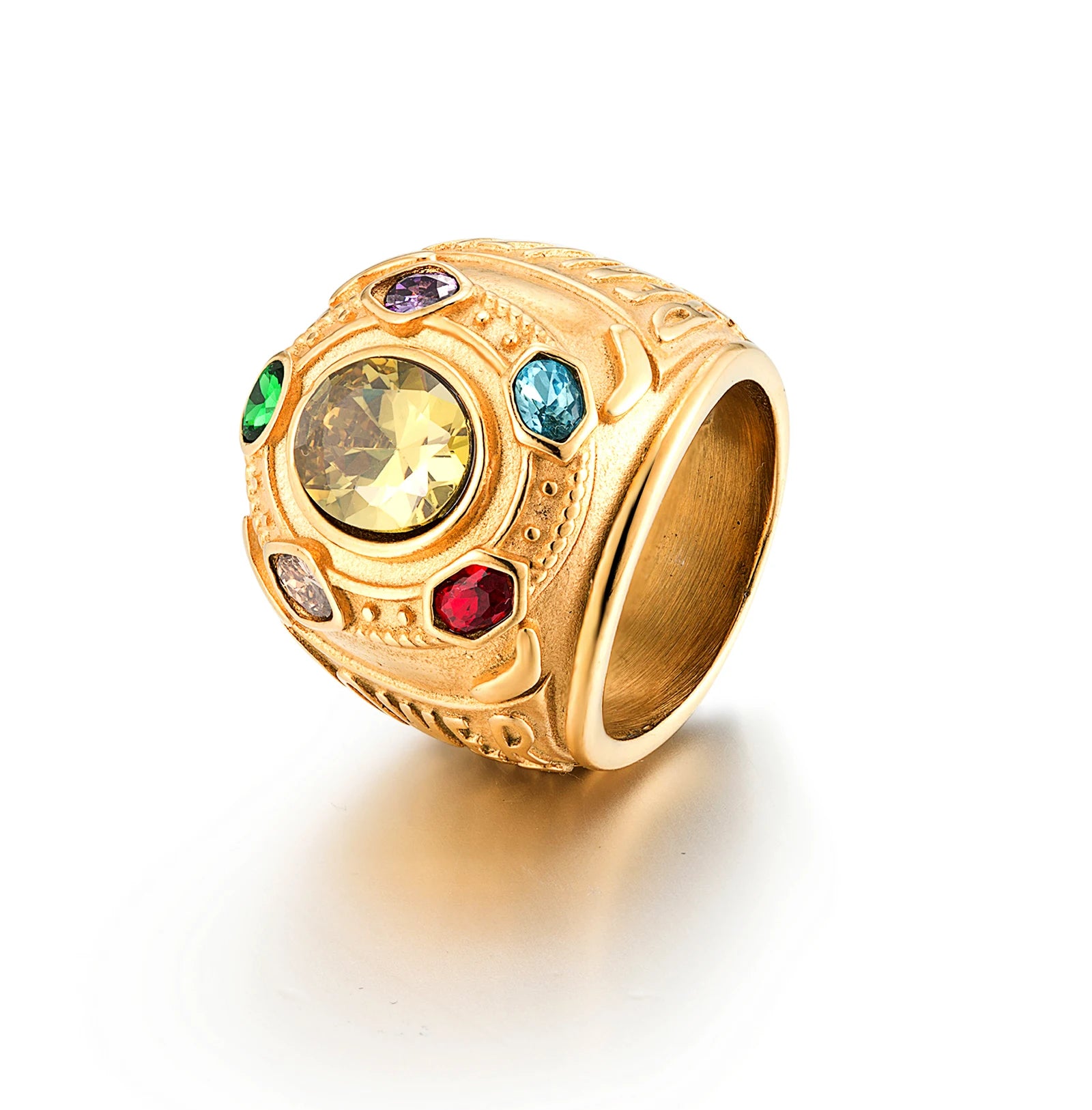Wholesale Man Ring Jewelry Cubic Zirconia Ring Custom Name Gold PVD Stainless Steel Ring for Men