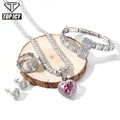 CZ Fashion Jewelry Sets Bling Party Fine Jewelry Sets White Gold Bangle Pendant Charm Luxury Jewelry Sets for Woman