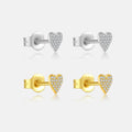 FUAMAY 925 Sterling Silver Heart Shape Pendant and Earrings 18k Gold Small Stud Earrings Mini Heart Earring Studs