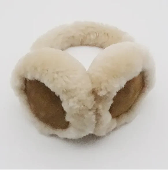 Sample Support Fashionable  Warm Winter Layer Pig Suede Shearling Sheepskin Leather Ear Warmer Earmuff