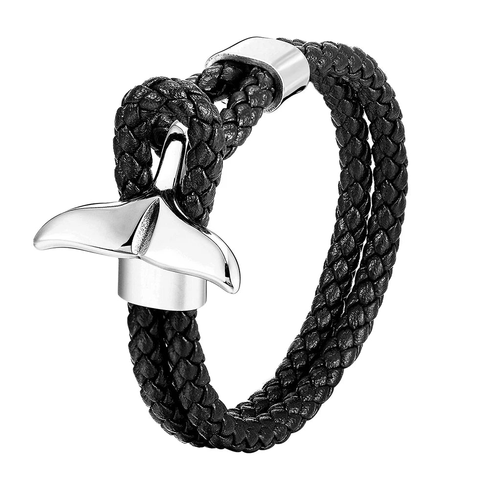 Custom Logo Ocean Jewelry Genuine Leather Bracelet Multi Colors Milan Line Fish Tail Bracelet Adjustable Rope Couple Bracelet