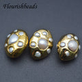 New Design Big Size 25x30mm Natural Freshwater Pearl With Clay Gold Plating Sun Shape Flat Oval DIY Loose Beads