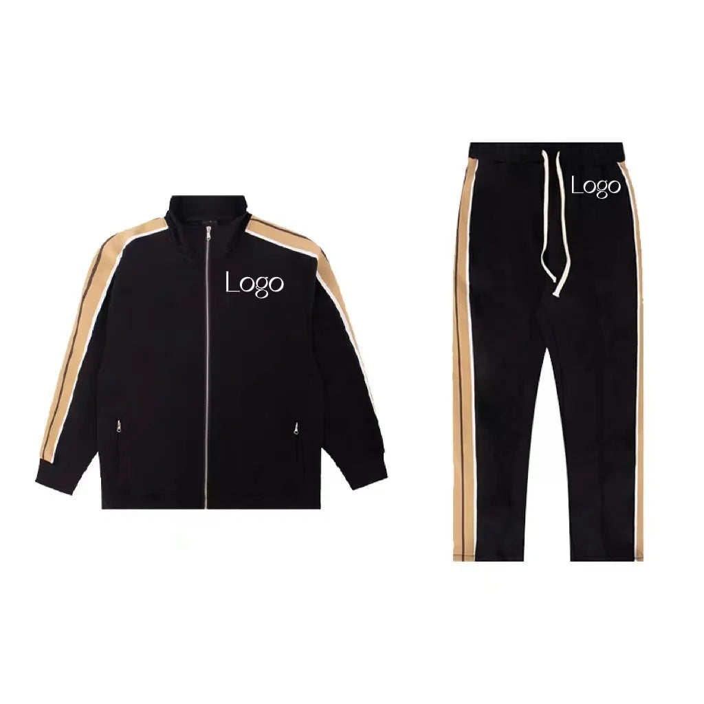 Wholesale Fall Winter Zip Hoodie Jacket and Sweatpants Two Piece Sportswear Set Custom Logo Men's Sportswear