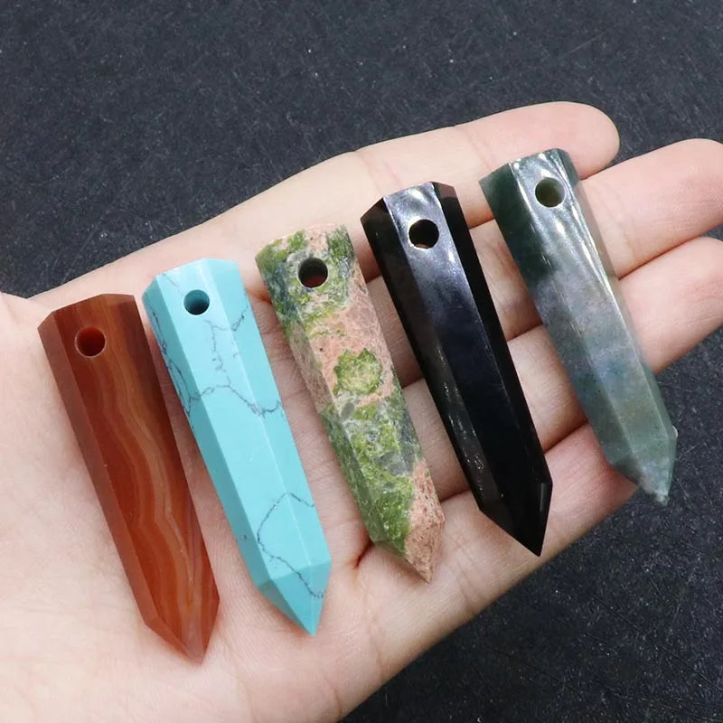 Huiying Natural Stone Healing Crystal Pendants Natural Stone Bullet Head Necklace Jewelry Charms Pendant Necklace Pendant Jewelry
