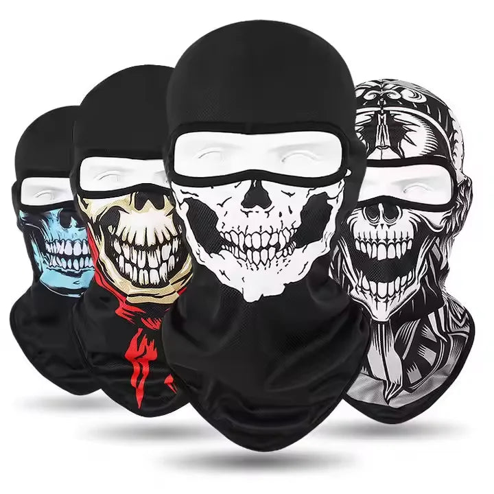 Funny Skull Pattern Motorcycle Neck Gaiter Windproof & Breathable Balaclava for Riders