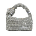 Bling Glitter Knotted Handbag for Women Crystal Rhinestone Hobo Dumpling Bag Diamond Evening Clutch Crossbody Bag