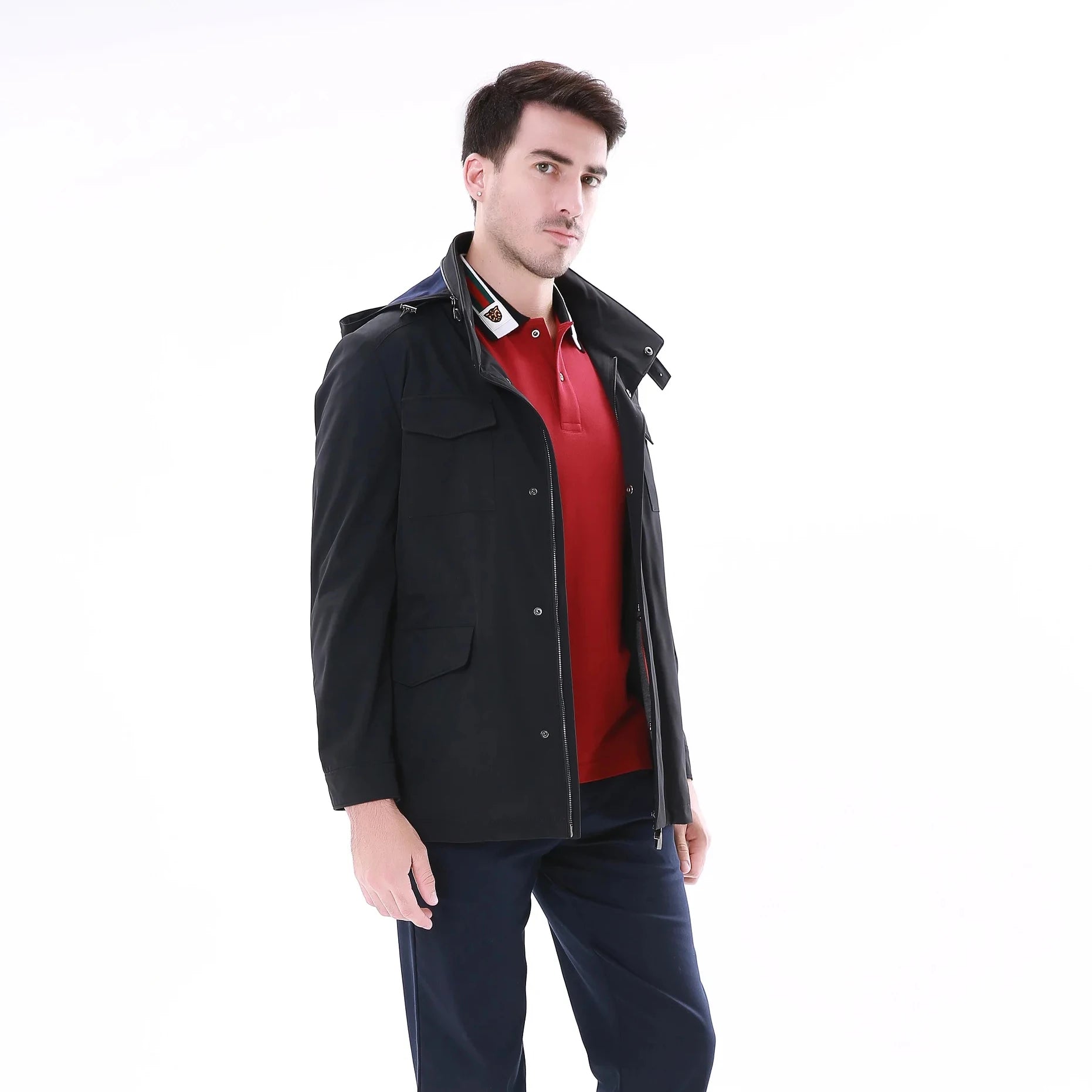 2023 Bosha Men's Windproof Dyed Jacket Casual Style With Zipper Closure and Pockets 100% Nylon Material for Spring Season