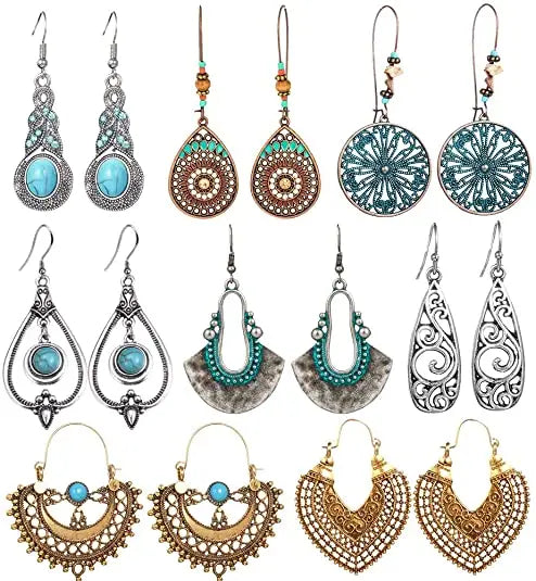 SC New Trend Vintage Summer Bohemian Earrings  Drop Dangle Earrings Long Bohemian Turquoise Earrings for Women