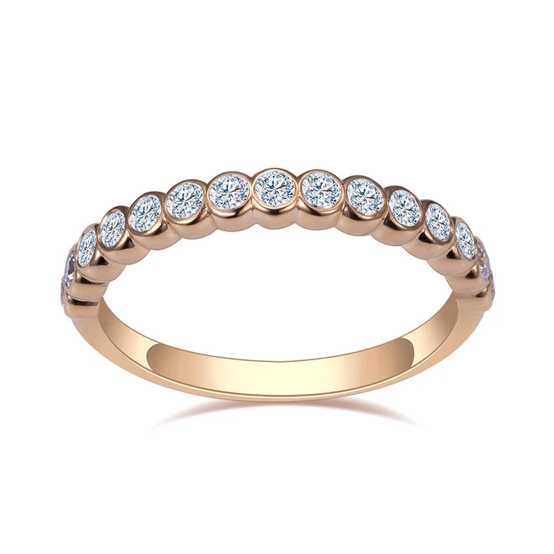 Customized Jewelry 14K Gold Round Brilliant Cut Moissanite Diamond Half Eternity Ring