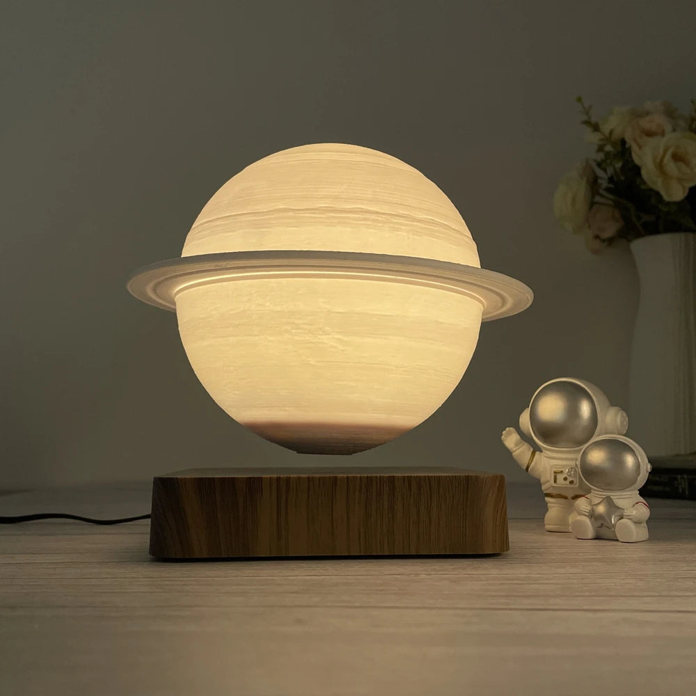 Unique Luminous Office Furniture Decoration Magnetic Levitating Floating LED Jupiter Mars Saturn Moon Reading Light Table Lamp
